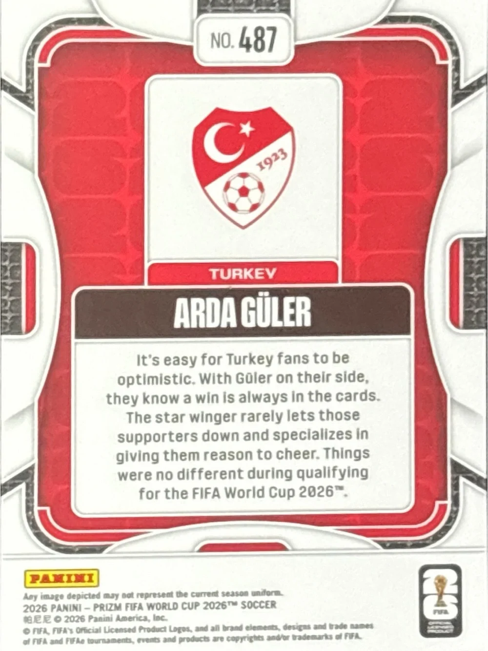 Panini Arda Güler Turkey Soccer Card